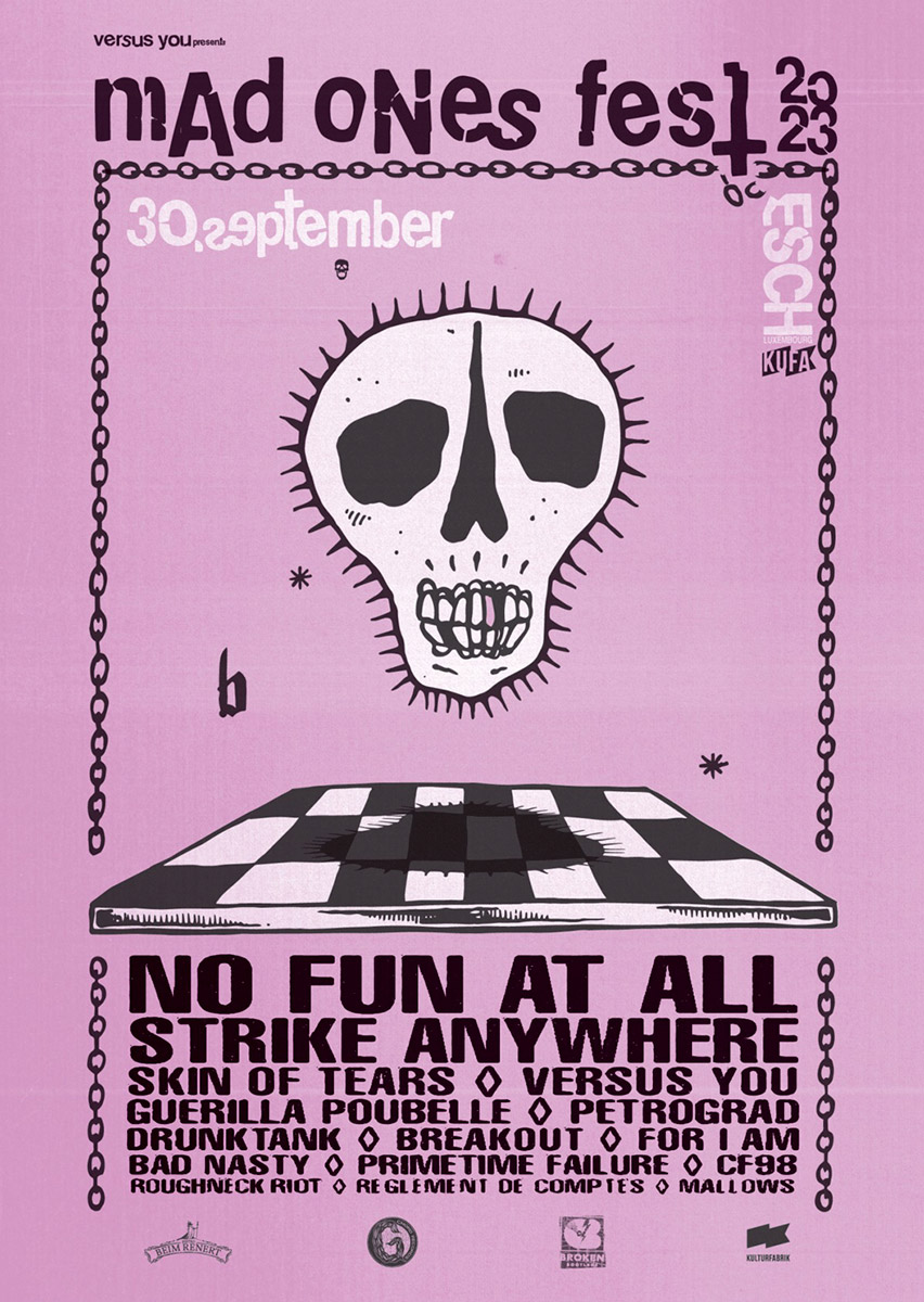 Poster for MAD ONES FEST Vol. 2 2023 featuring date 30 September, Bands and venue Kulturfabrik Esch-sur-Alzette